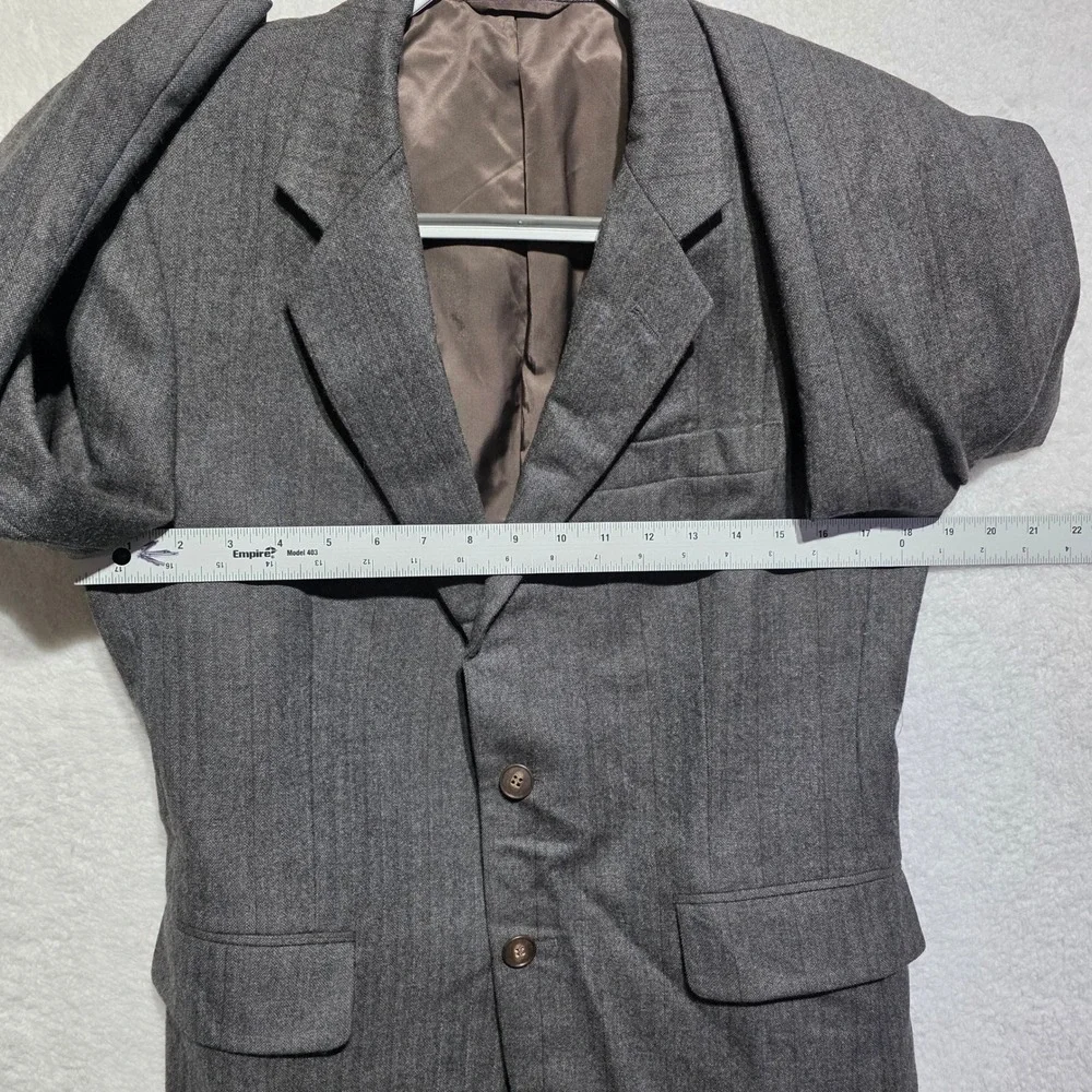 Vintage SASSON Mens Gray Herringbone Blazer Jacket Size S 37 Wool Blend - Picture 11 of 15